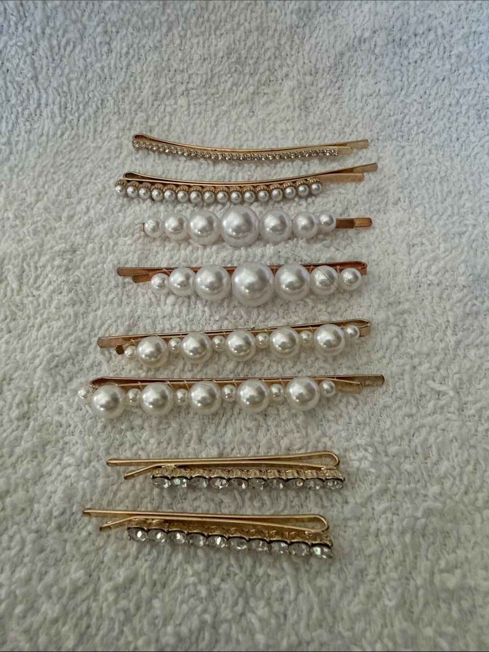 Gold-Tone Pearl & Rhinestone Hair Pin Set - White Pearls